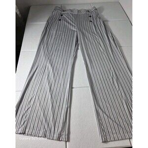 Robert Lewis Womans Pants. Black White Large Stripe Elastic Waist NWOT Casual